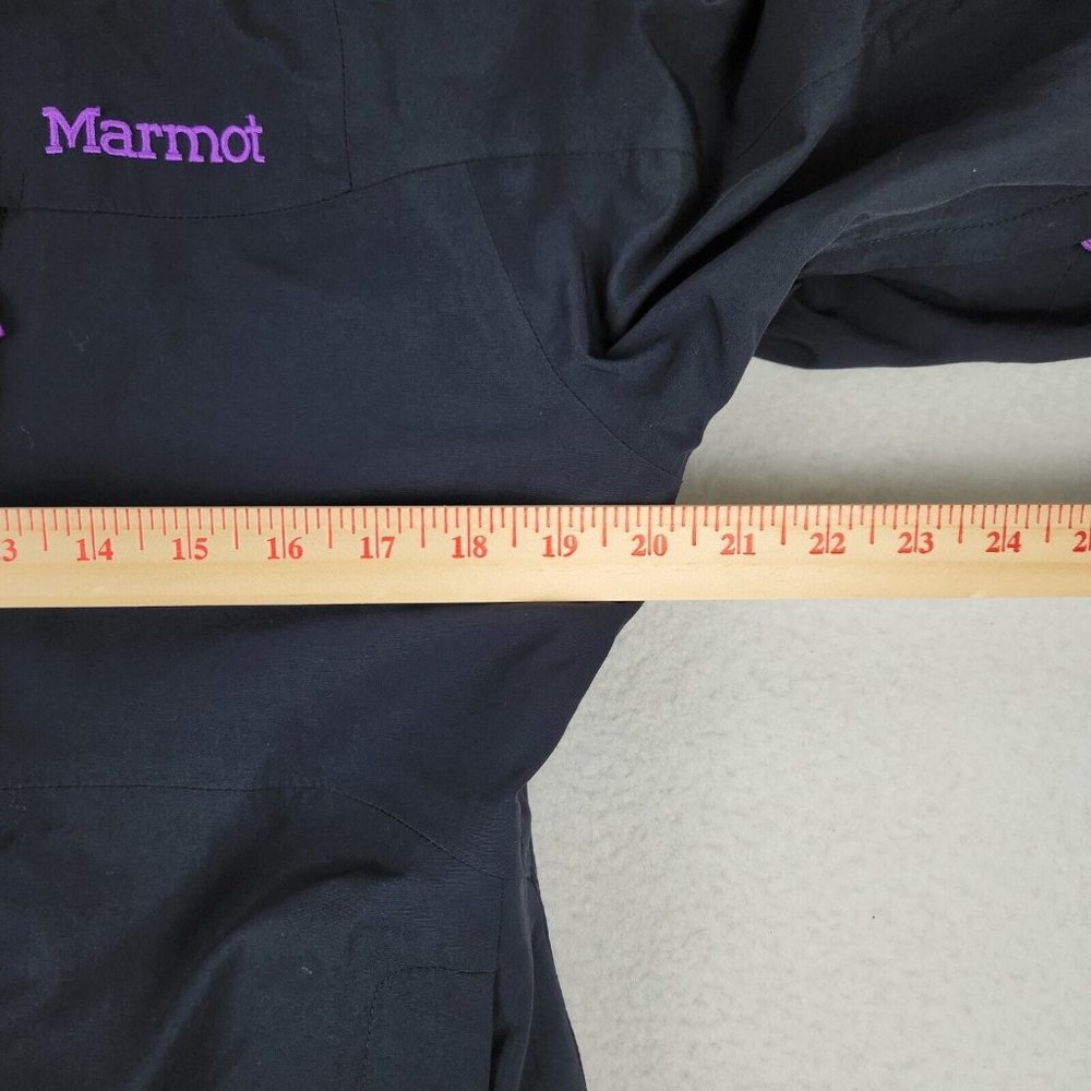 Marmot Jacket Women Medium Black Purple Membrain Rain Hooded Lightweight Outdoor - Picture 6 of 13